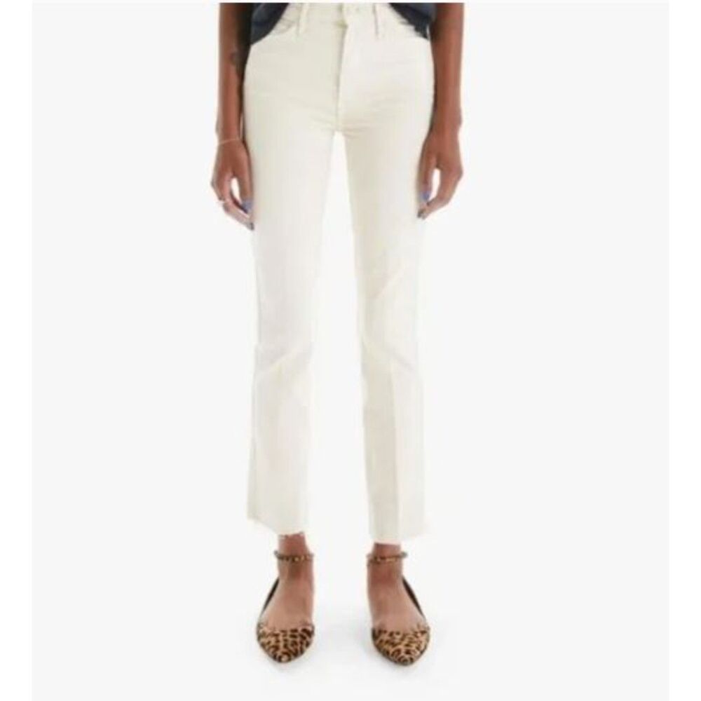 MOTHER Cream Cropped Ankle Jeans